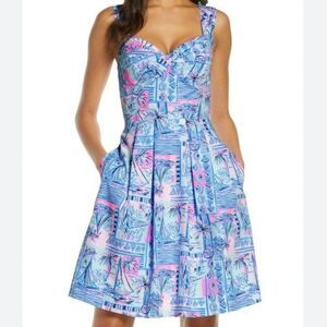 NWT Lilly Pulitzer Cyndi dress Whisper Blue, Yeah Buoy